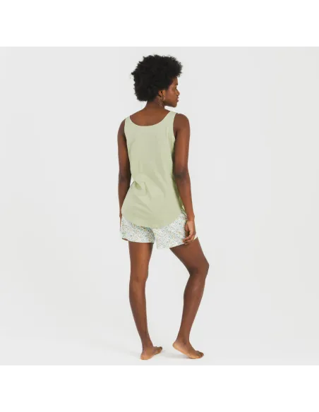 Pijama curto algodão Geminis verde pijamas-curtos-mulher
