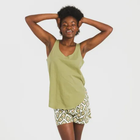 Pijama curto algodão Liuva verde pijamas-curtos-mulher