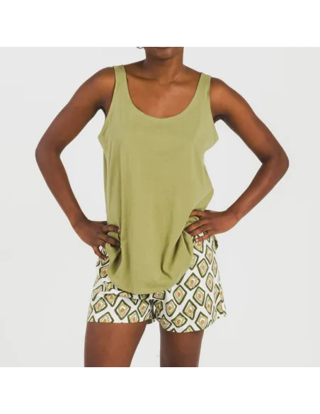 Pijama curto algodão Liuva verde pijamas-curtos-mulher