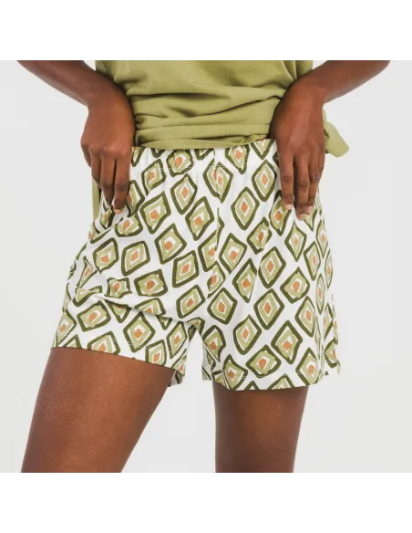 Pijama curto algodão Liuva verde pijamas-curtos-mulher