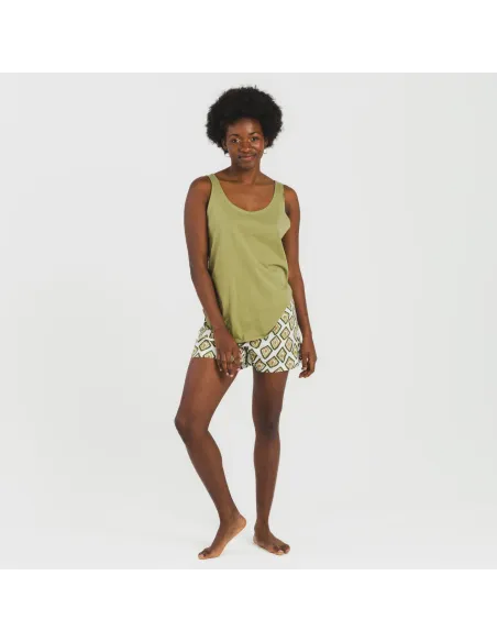 Pijama curto algodão Liuva verde pijamas-curtos-mulher