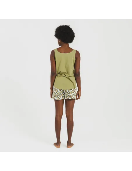 Pijama curto algodão Liuva verde pijamas-curtos-mulher