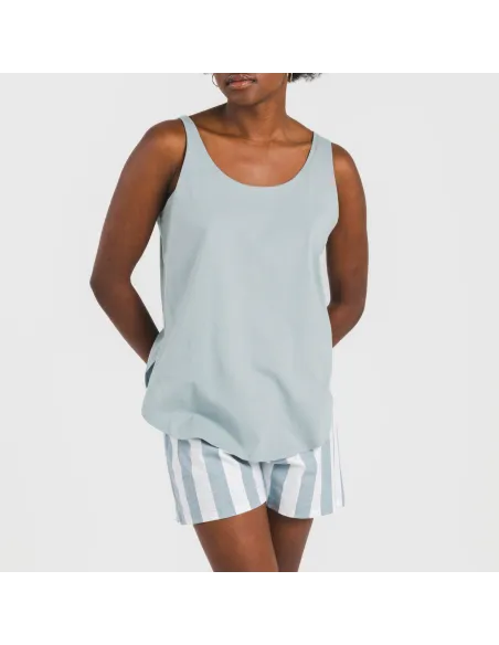 Pijama curto algodão Raya Elvis azul indigo pijamas-curtos-mulher
