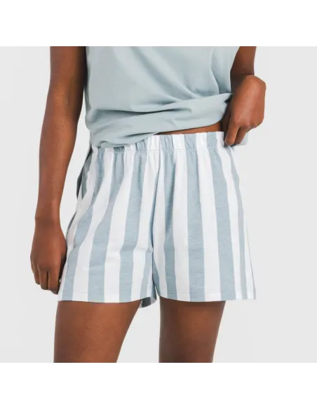 Pijama curto algodão Raya Elvis azul indigo pijamas-curtos-mulher
