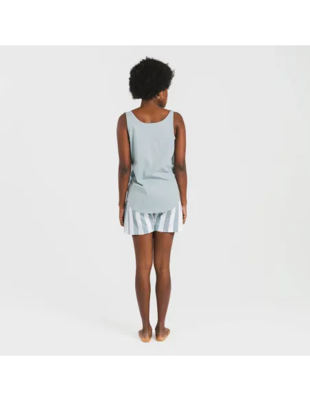 Pijama curto algodão Raya Elvis azul indigo pijamas-curtos-mulher