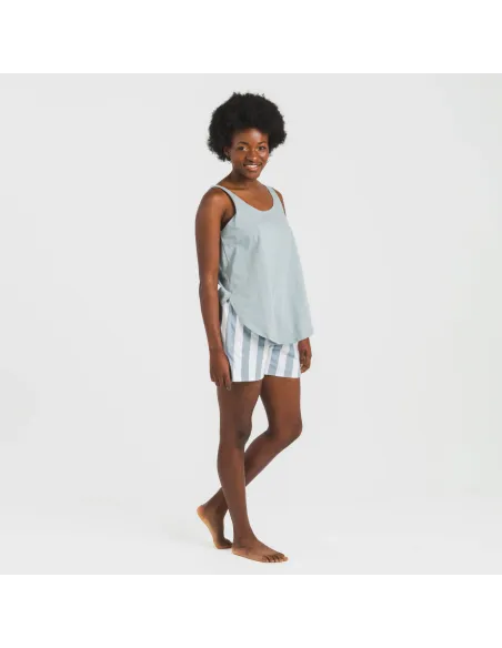 Pijama curto algodão Raya Elvis azul indigo pijamas-curtos-mulher