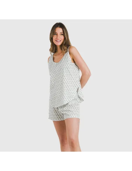 Pijama curto algodão Remo verde pijamas-curtos-mulher
