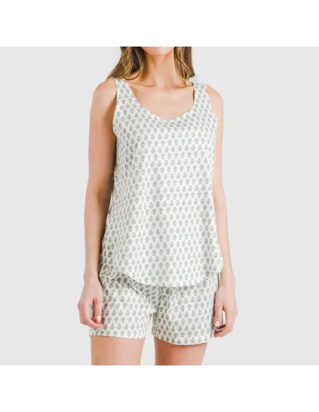 Pijama curto algodão Remo verde pijamas-curtos-mulher