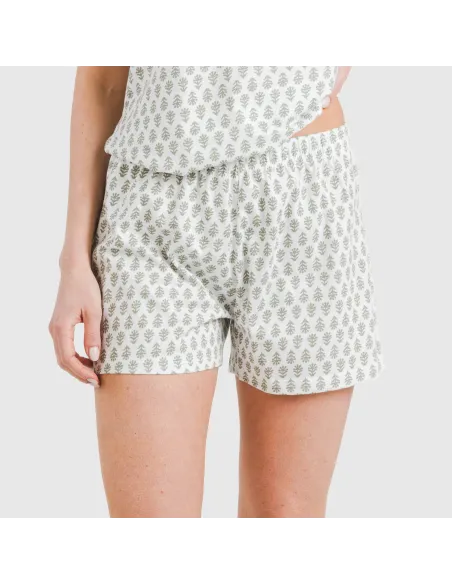 Pijama curto algodão Remo verde pijamas-curtos-mulher