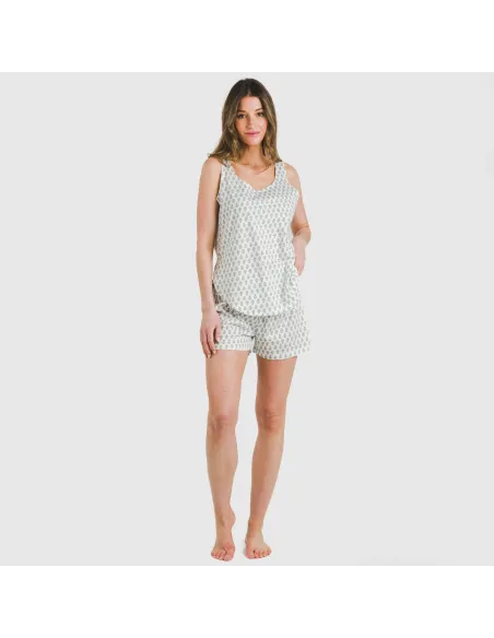 Pijama curto algodão Remo verde pijamas-curtos-mulher