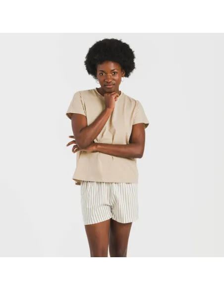 Pijama curto manga fluída algodão mulher Raya Kodac arena pijamas-curtos-mulher