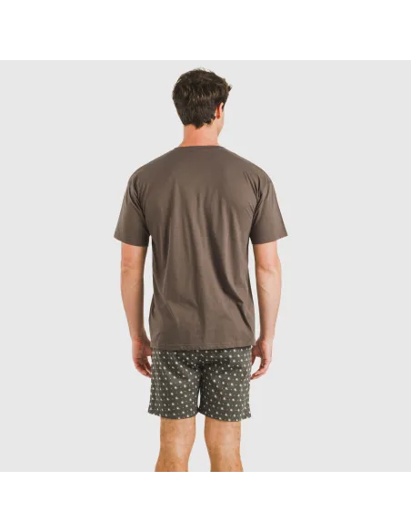 Pijama curto algodão homem Cachemir petróleo pijamas-curtos-homem
