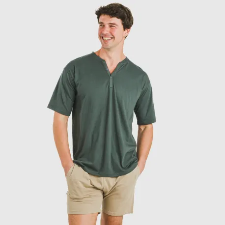 Pijama curto homem com botões verde - arena pijamas-curtos-homem