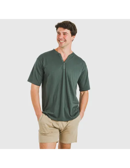 Pijama curto homem com botões verde - arena pijamas-curtos-homem