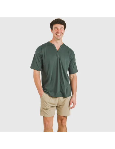 Pijama curto homem com botões verde - arena pijamas-curtos-homem