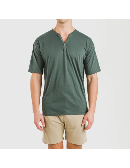 Pijama curto homem com botões verde - arena pijamas-curtos-homem