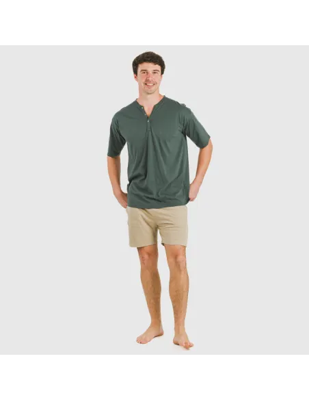 Pijama curto homem com botões verde - arena pijamas-curtos-homem