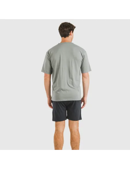 Pijama curto homem com botões cinza verdoso - azul marinho pijamas-curtos-homem