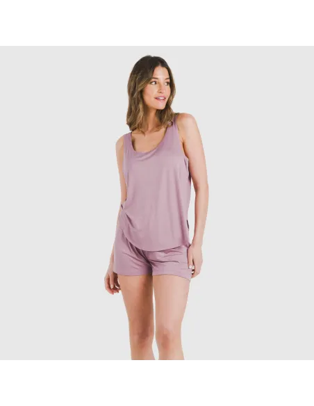 Pijama alças mulher viscosa liso roupa-para-estar-por-casa