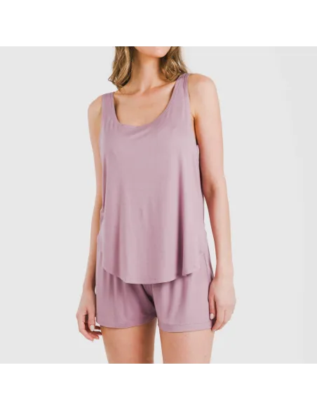 Pijama alças mulher viscosa liso roupa-para-estar-por-casa