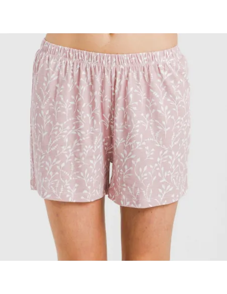 Pijama curto manga fluída algodão mulher Lauri rosa pijamas-curtos-mulher