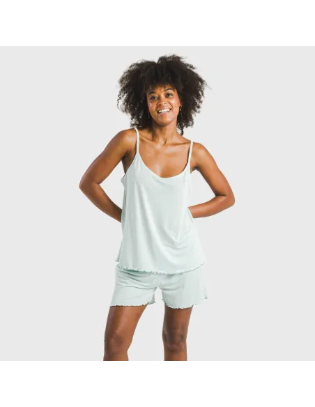 Pijama alças mulher soft Banita azul celeste pijamas-curtos-mulher