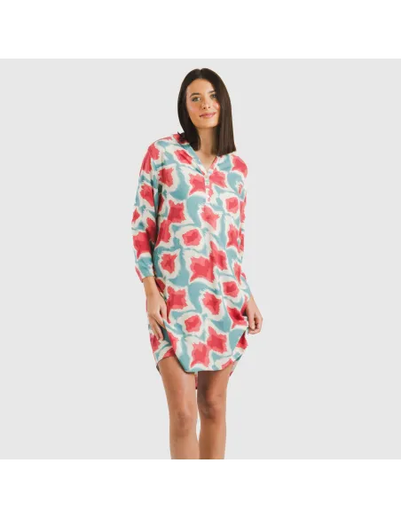 Túnica viscosa Prometeo água marinha vestidos-mulher