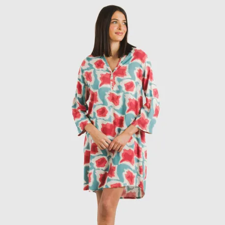 Túnica viscosa Prometeo água marinha vestidos-mulher