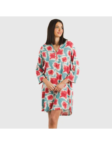 Túnica viscosa Prometeo água marinha vestidos-mulher
