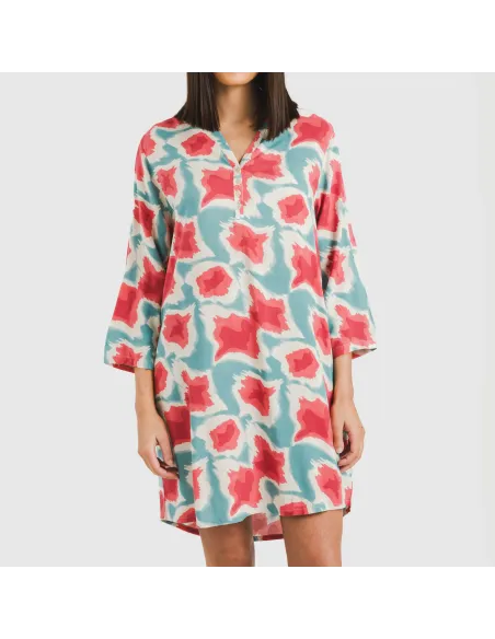 Túnica viscosa Prometeo água marinha vestidos-mulher