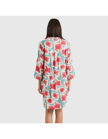 Túnica viscosa Prometeo água marinha vestidos-mulher