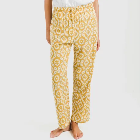 Calças viscosa Eugenia ocre pantalones-comodos-mujer