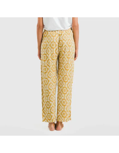Calças viscosa Eugenia ocre pantalones-comodos-mujer