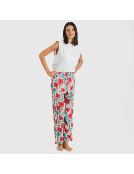 Calças viscosa Prometeo água marinha pantalones-comodos-mujer