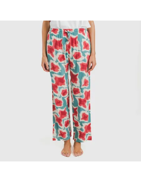 Calças viscosa Prometeo água marinha pantalones-comodos-mujer