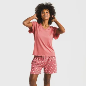 Pijama curto mulher manga...