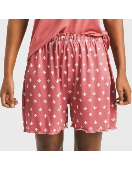 Pijama curto mulher manga fluída soft Nicole marsala pijamas-curtos-mulher