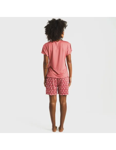 Pijama curto mulher manga fluída soft Nicole marsala pijamas-curtos-mulher