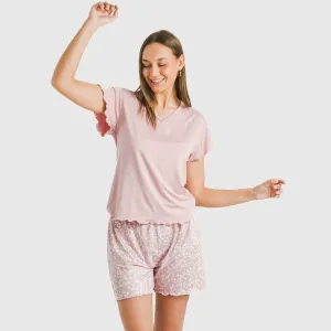Pijama curto mulher manga...