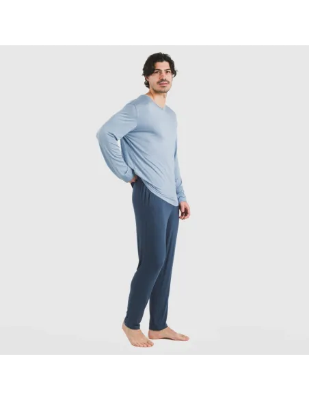 Pijama comprido viscosa homem liso roupa-para-estar-por-casa
