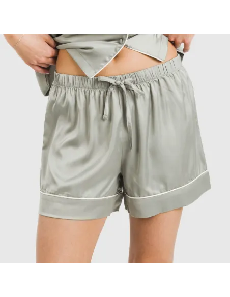 Pijama curto de manga curta Saten Friday liso roupa-para-estar-por-casa
