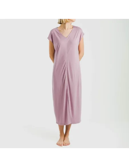 Vestido comprido manga fluída viscosa liso roupa-para-estar-por-casa