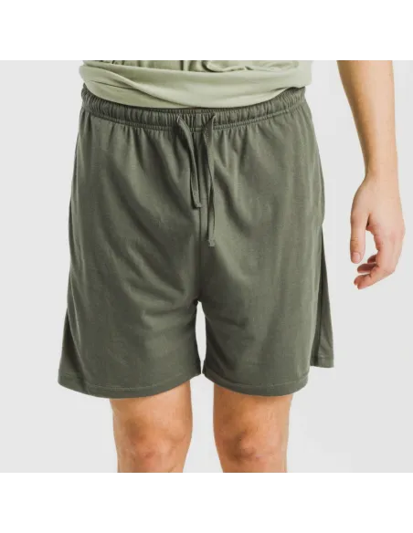 Pijama curto homem com botões verde claro - verde escuro pijamas-curtos-homem