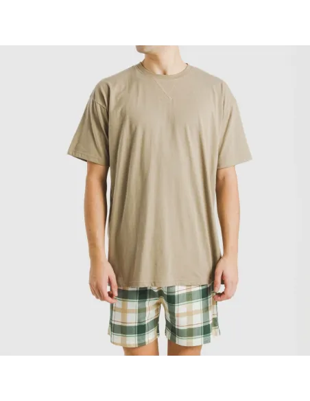 Pijama curto algodão homem Cuadro Noric arena pijamas-curtos-homem