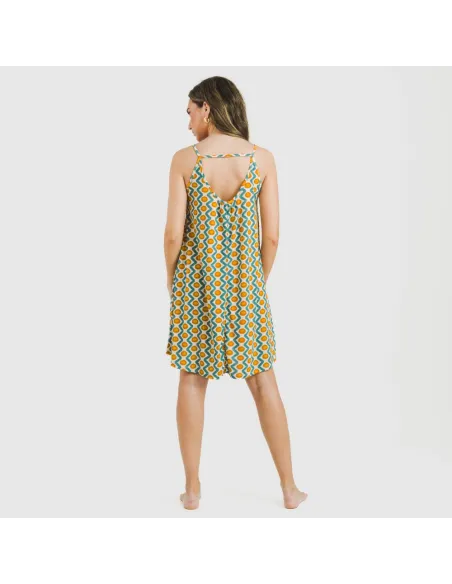 Vestido curto alças crepe Naya água marinha vestidos-mulher