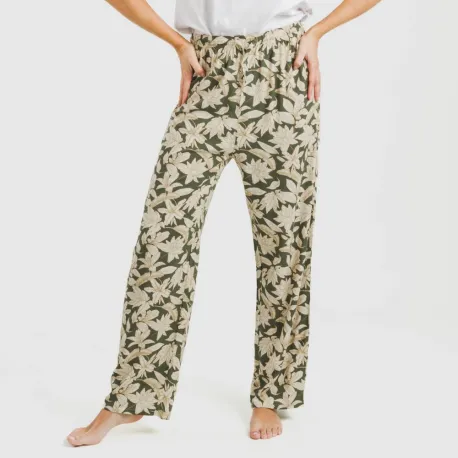 Calças viscosa Charamo verde caça pantalones-comodos-mujer