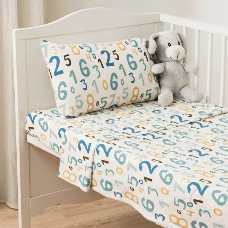 Jogo de lençóis flanela Numbers cama bebé jogos-de-lencois-para-bebe