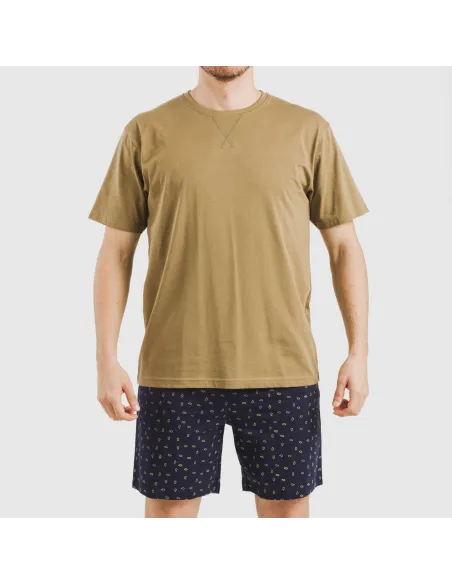 Pijama curto algodão homem Oggy caqui pijamas-curtos-homem