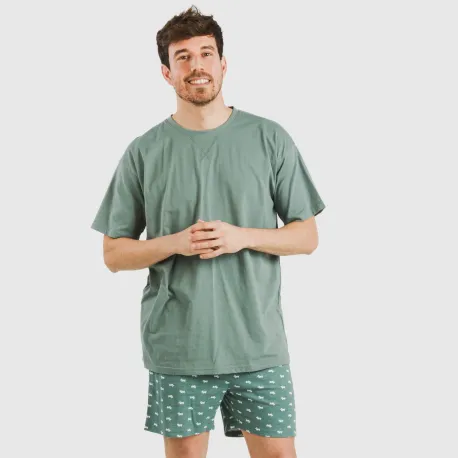 Pijama curto algodão homem Dawin verde pijamas-curtos-homem