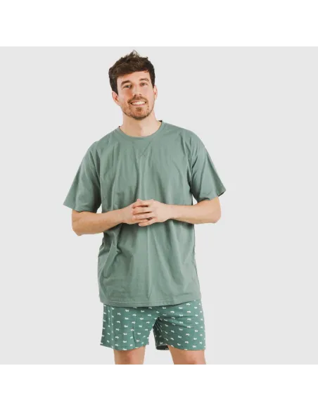 Pijama curto algodão homem Dawin verde pijamas-curtos-homem
